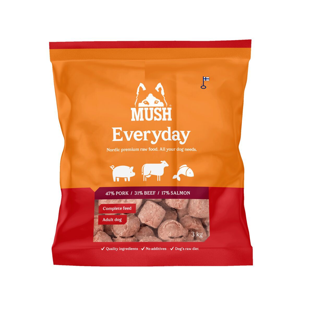 MUSH Everyday Red Pork-Beef-Salmon Färskfoder till Hund
