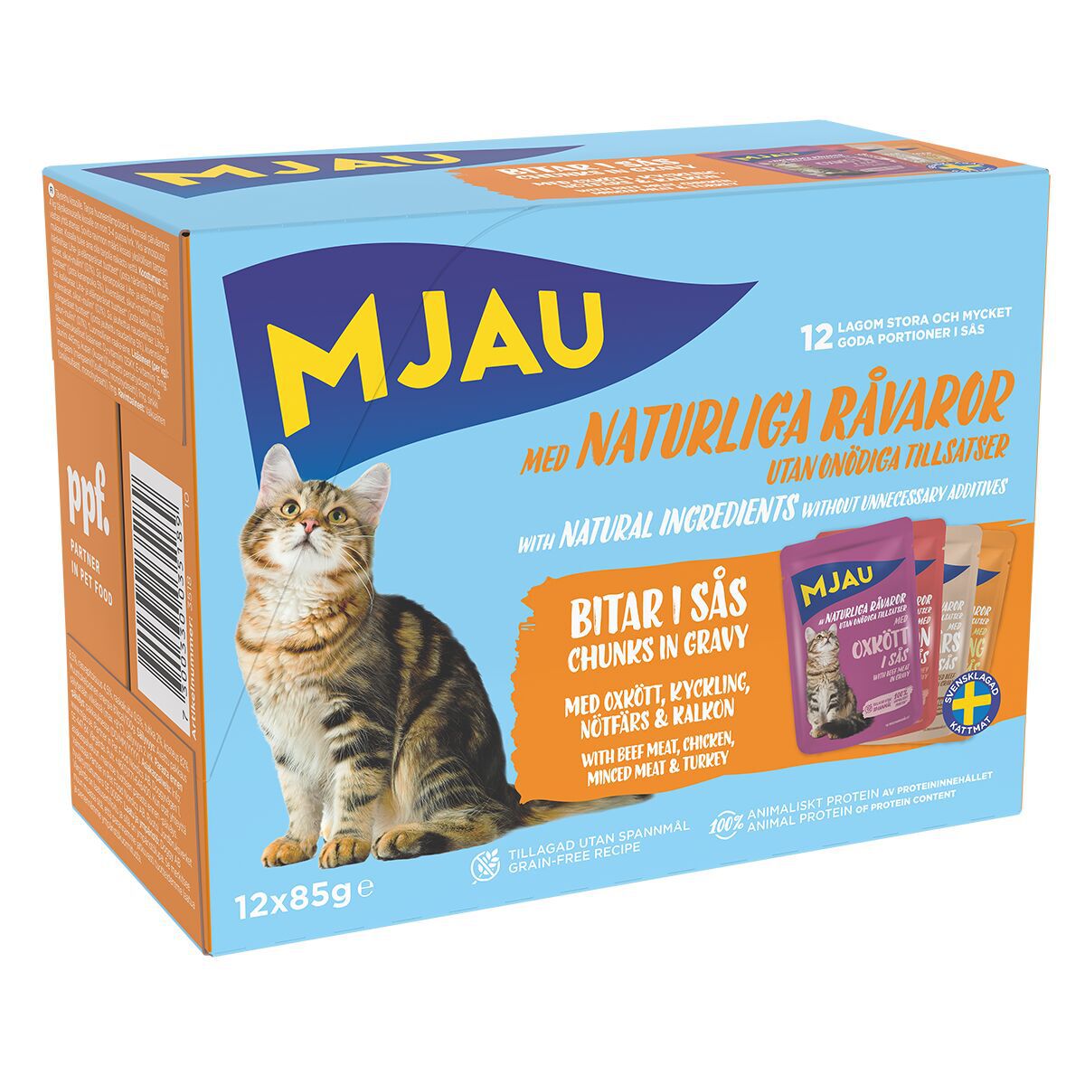 Mjau Multipack Köttsmaker i Sås 12x85 g