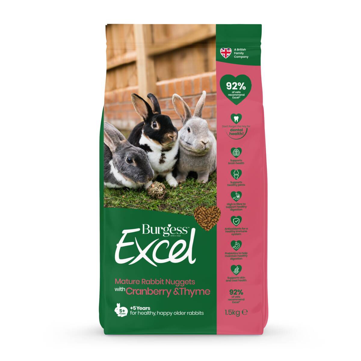 Burgess Excel Rabbit Mature Cranberry & Thyme Kaninfoder 1,5 kg