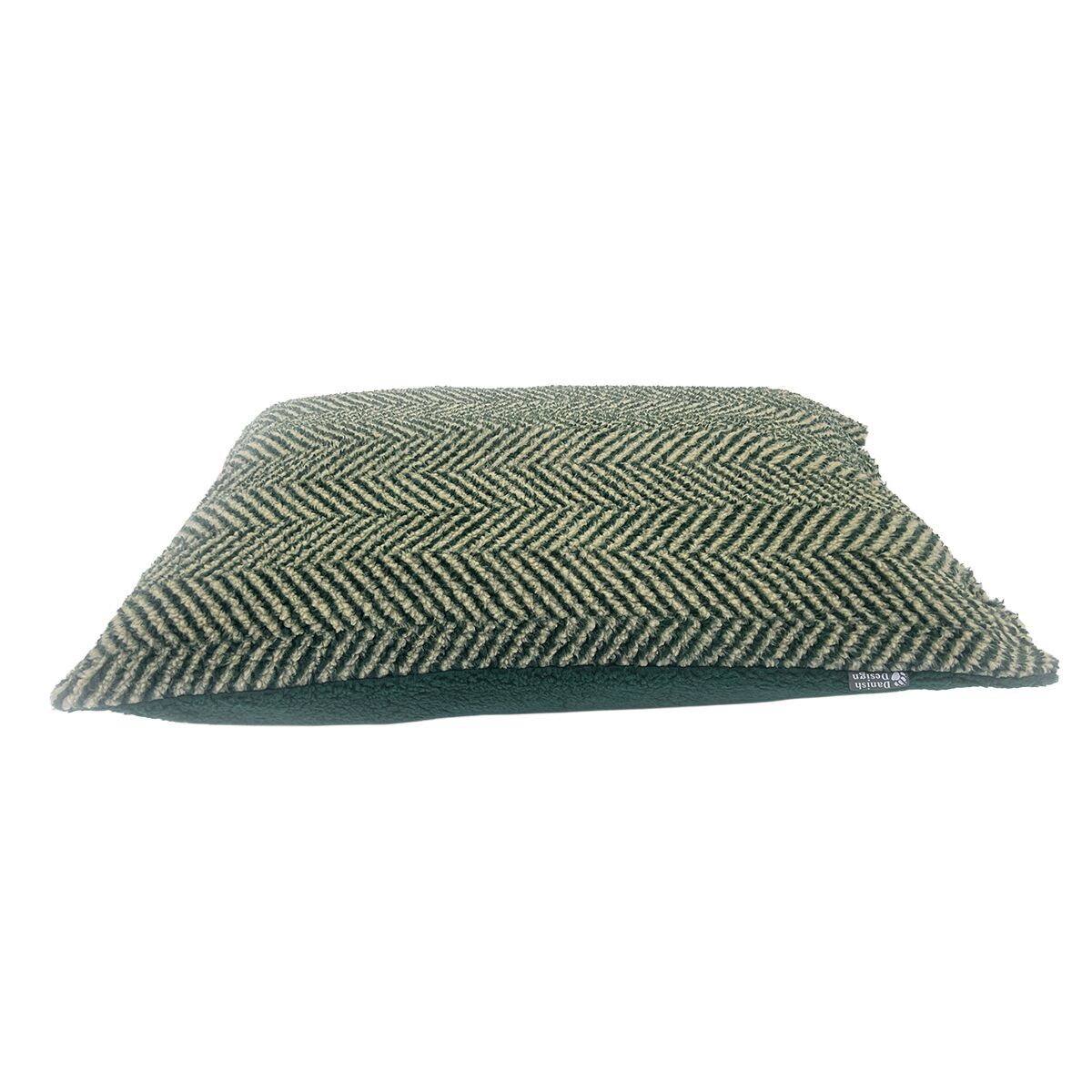 Dog bed Danish design Fleece Green Herringbone