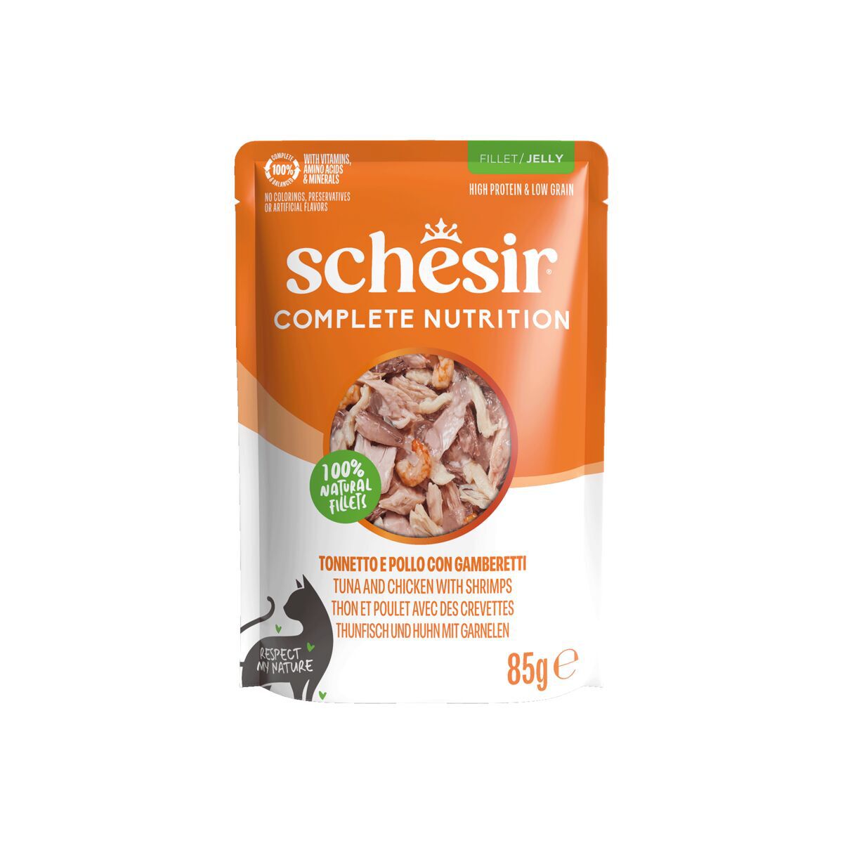 Schesir C&B Tuna, Chicken & Shrimps in Jelly Pouch 85 g