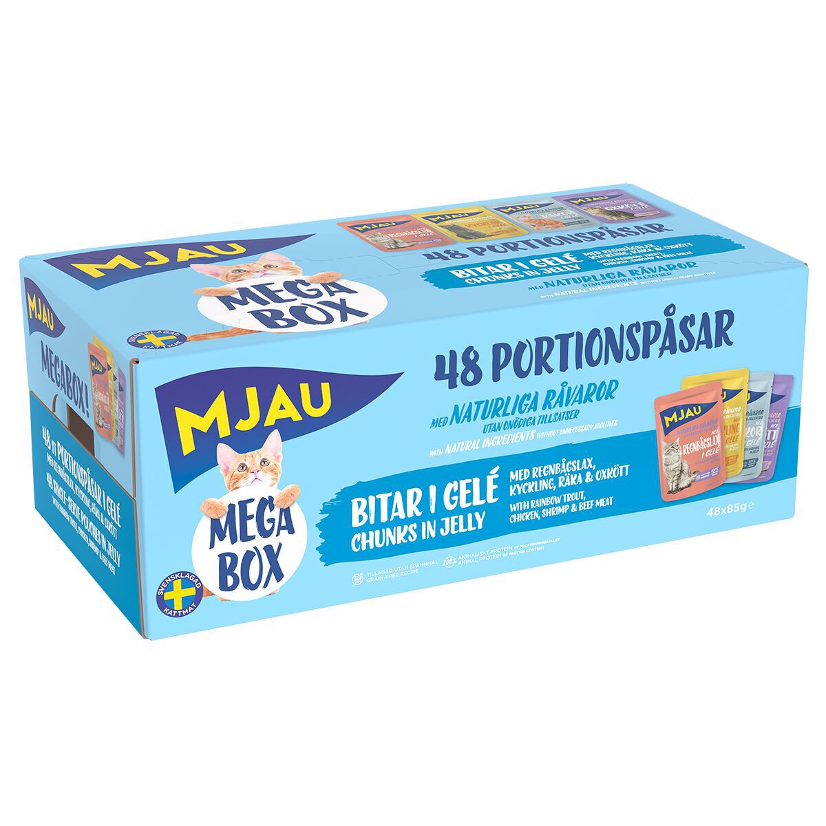 Mjau Megabox Kött & Fisk i Gelé 48x85 g