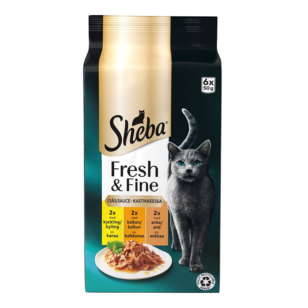 Sheba Fresh & Fine Poultry Våtfoder till Katt 6x50 g