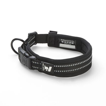 Svart vadderat Feel Active hundhalsband med spanne och D-ring