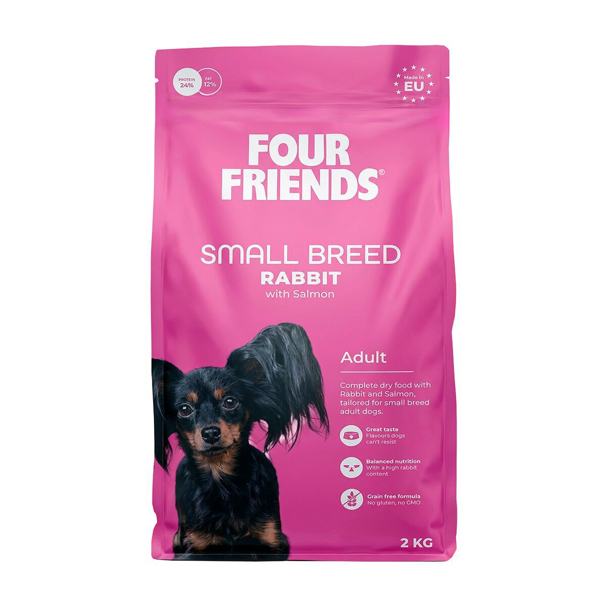 FourFriends Dog Small Breed Rabbit Torrfoder till Hund | Hund - Hundmat - Spannmålsfri hundmat | DogStyle