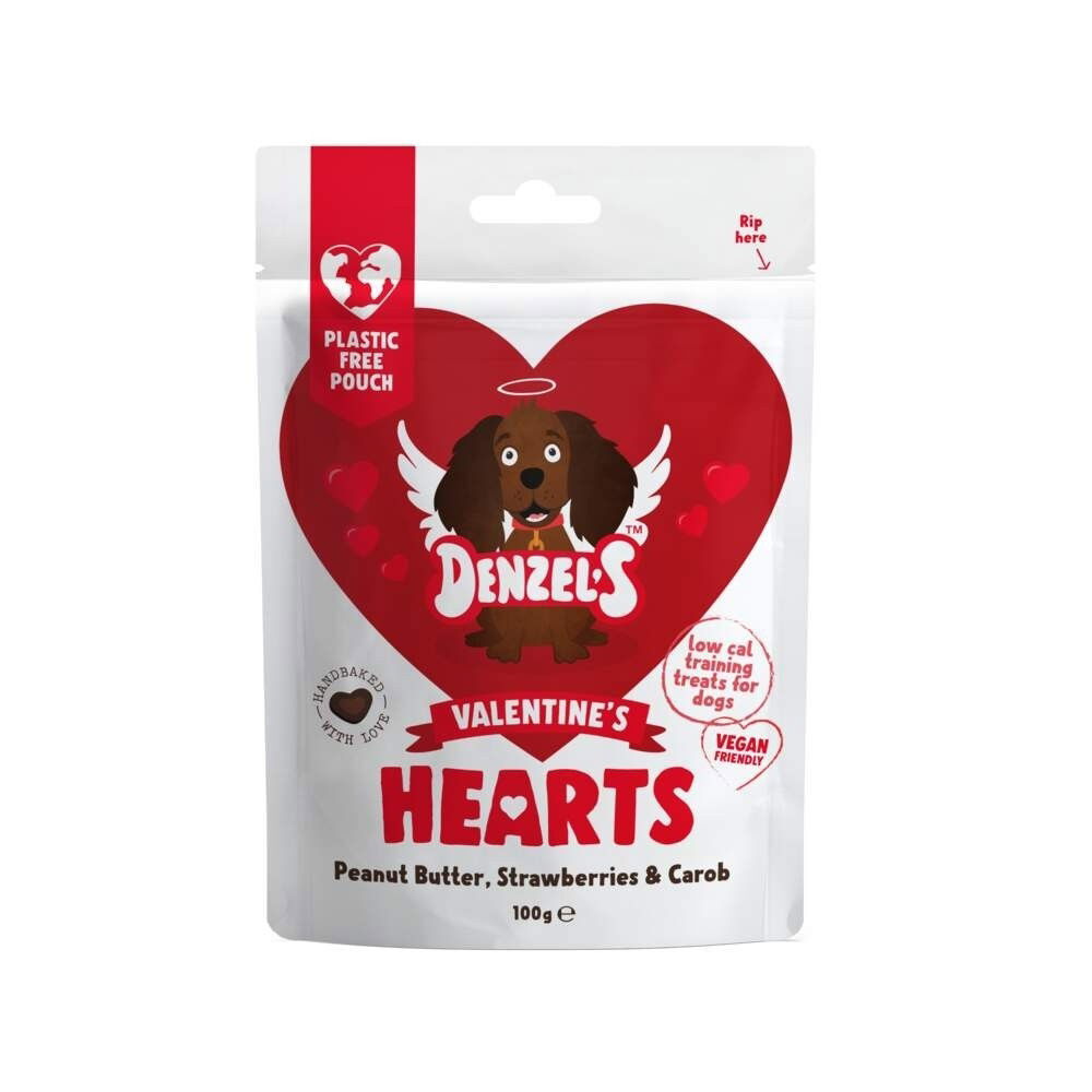 Denzel's Valentine's Hearts Peanut&Strawberry Treats for dogs 100g