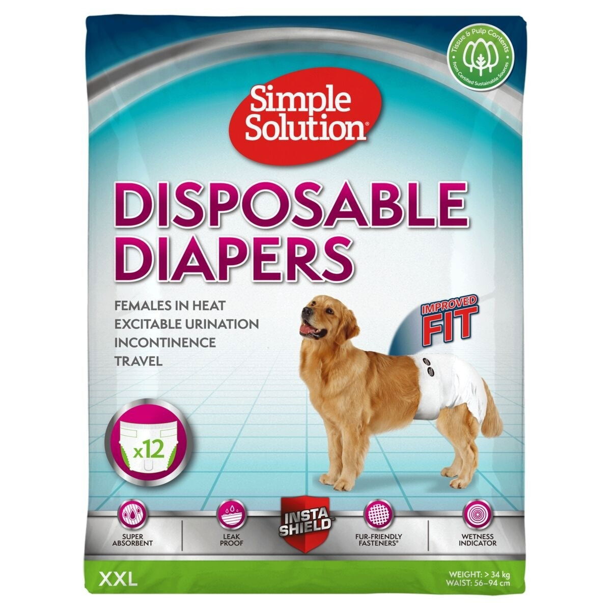 Simple Solution Disposable Hundblöjor 12-pack | Hund - Apotek - Tikskydd & Skvättskydd | DogStyle