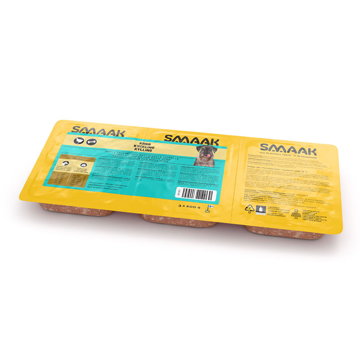 Smaak Raw Complete Kyckling Active 3x200g | Hund - Hundmat - Färskfoder & BARF till hund | DogStyle