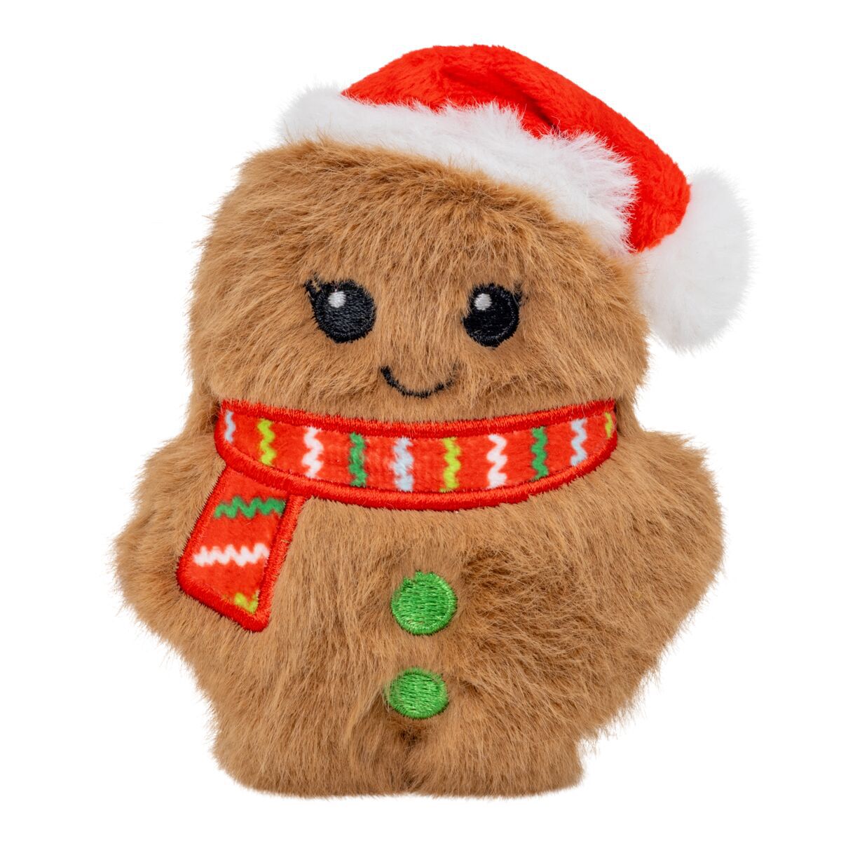 KONG Holiday26 Snuzzles Mini Pepparkaksgubbe med Tomteluva Pipleksak till Hund 14 cm