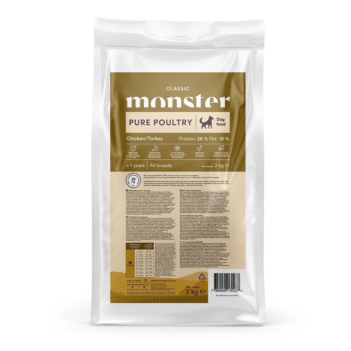 Monster Dog Classic Pure Poultry Torrfoder till Hund