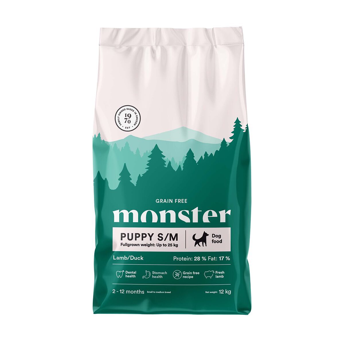 Monster Dog Puppy Small/Medium Breed Grain Free Lamb & Duck Torrfoder till Hundvalp