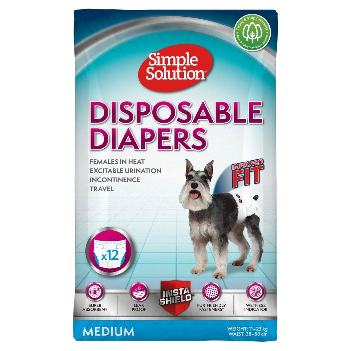 Simple Solution Disposable Hundblöjor 12-pack | Hund - Apotek - Tikskydd & Skvättskydd | DogStyle