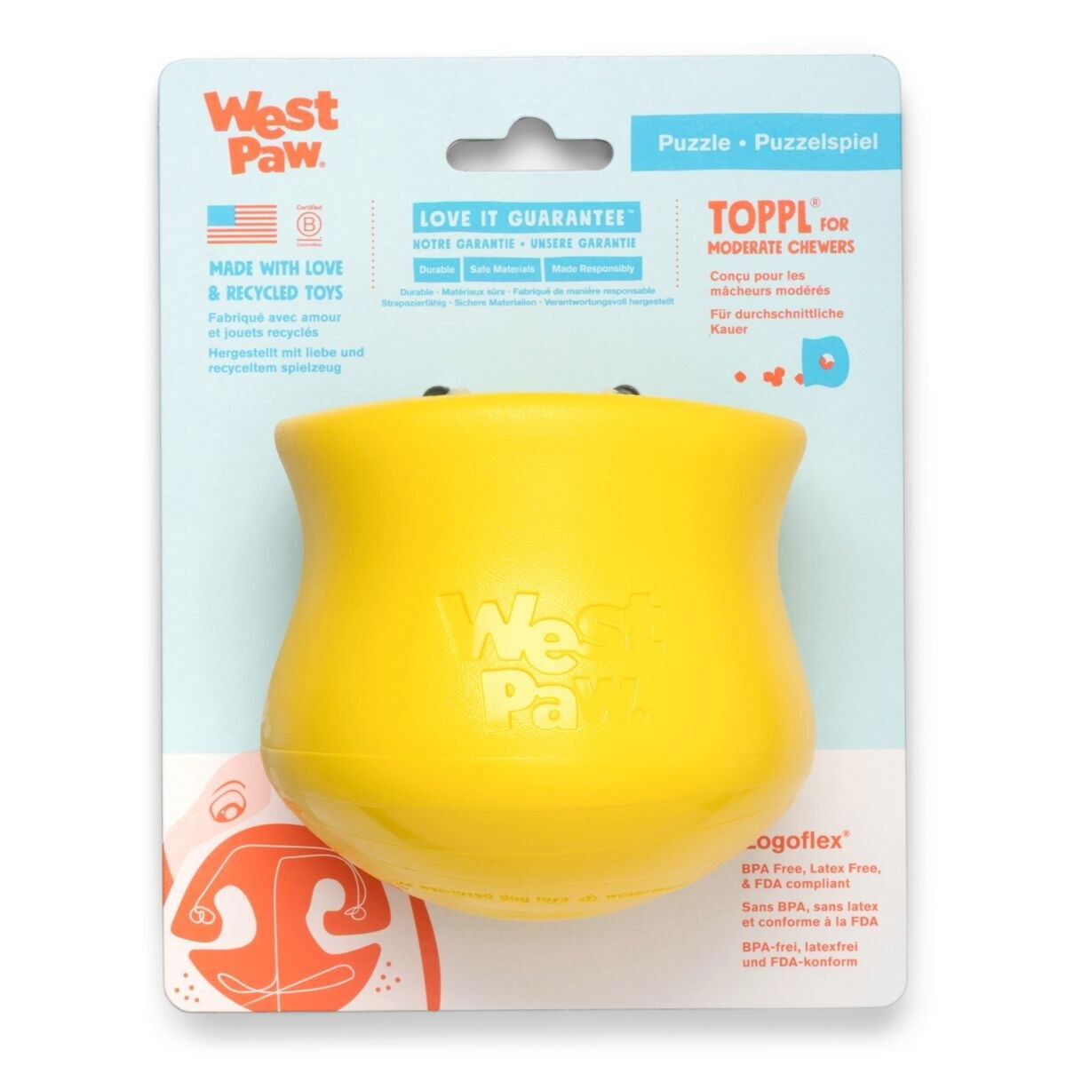 West Paw Toppl Limited Edition dandelion yellow