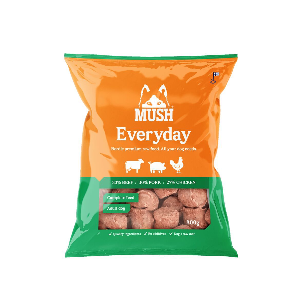 MUSH Everyday Green Beef-Pork-Chicken Färskfoder till Hund