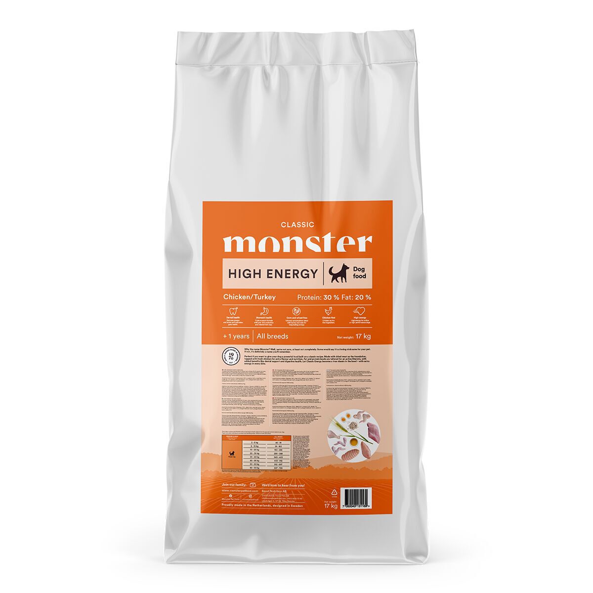 Monster Dog Classic High Energy Chicken & Turkey Torrfoder till Hund