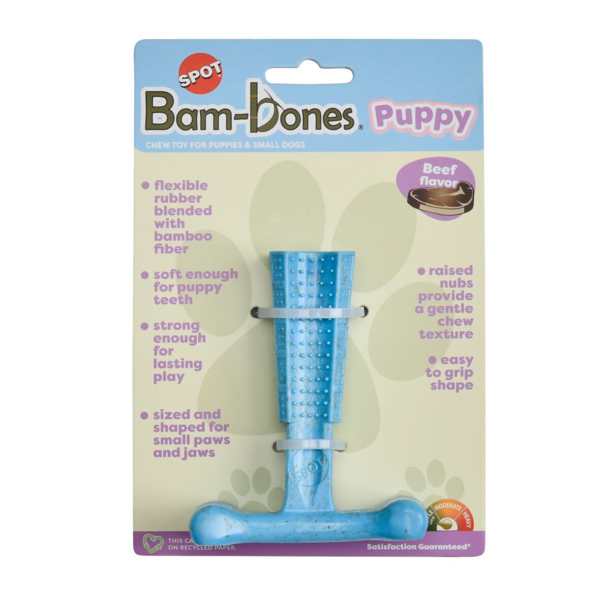 Bam-Bones Puppy Beef Tuggleksak till Valp Blå 10,5 cm