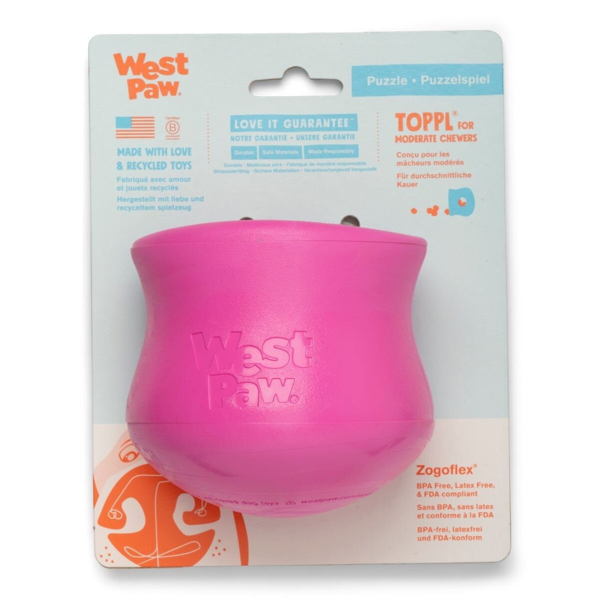 West Paw Toppl Limited Edition hot pink