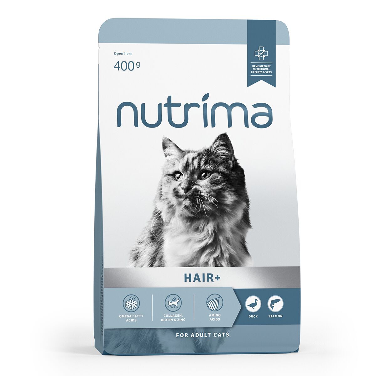 Nutrima Cat Adult Hair+ Duck & Salmon Torrfoder till Katt