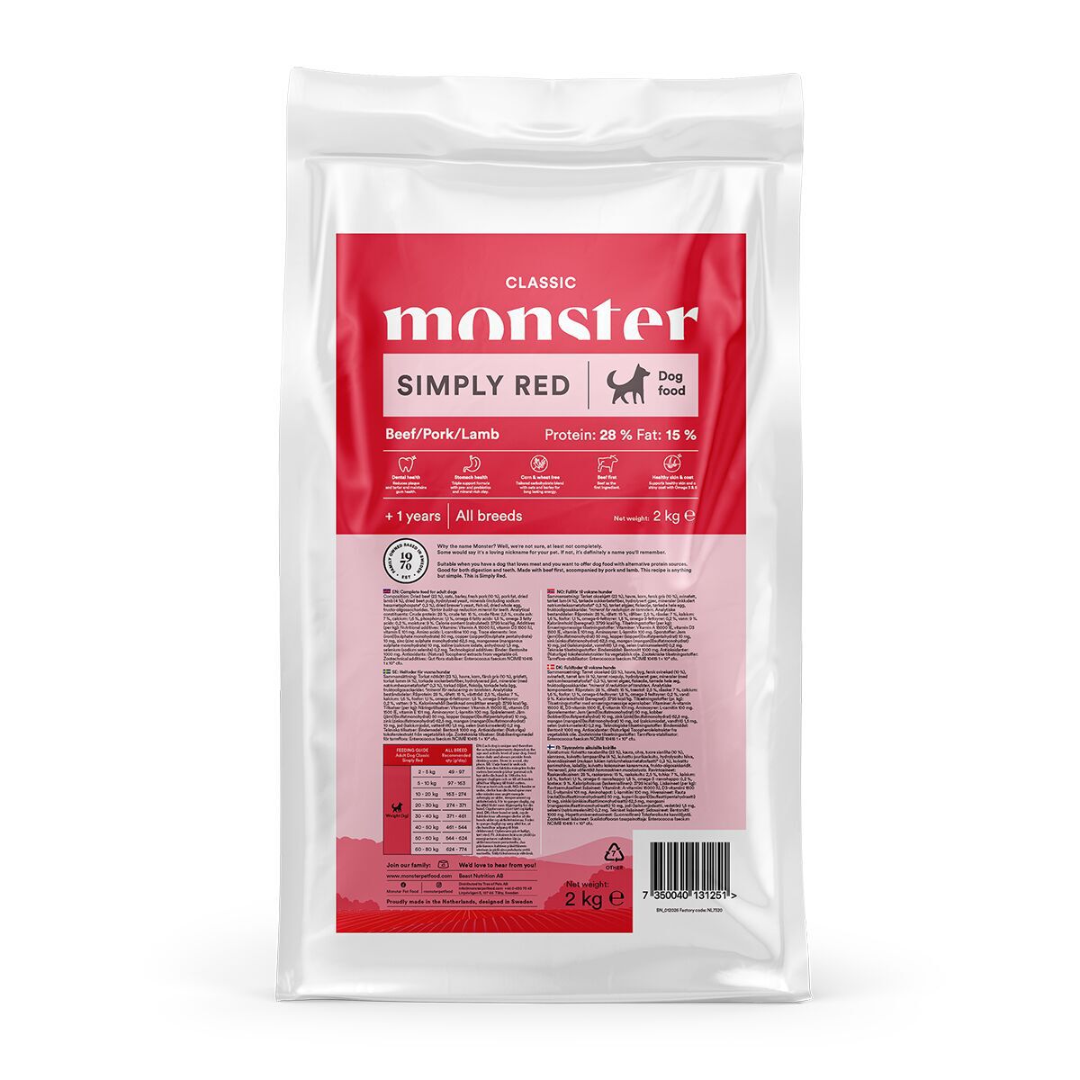 Monster Dog Classic Simply Red Torrfoder till Hund