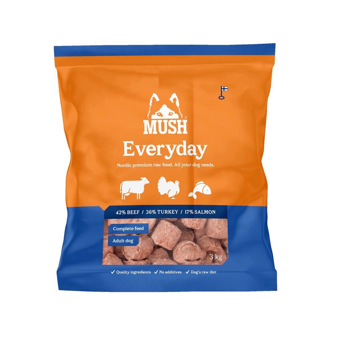 MUSH Everyday Blue Beef-Turkey-Salmon Färskfoder till Hund
