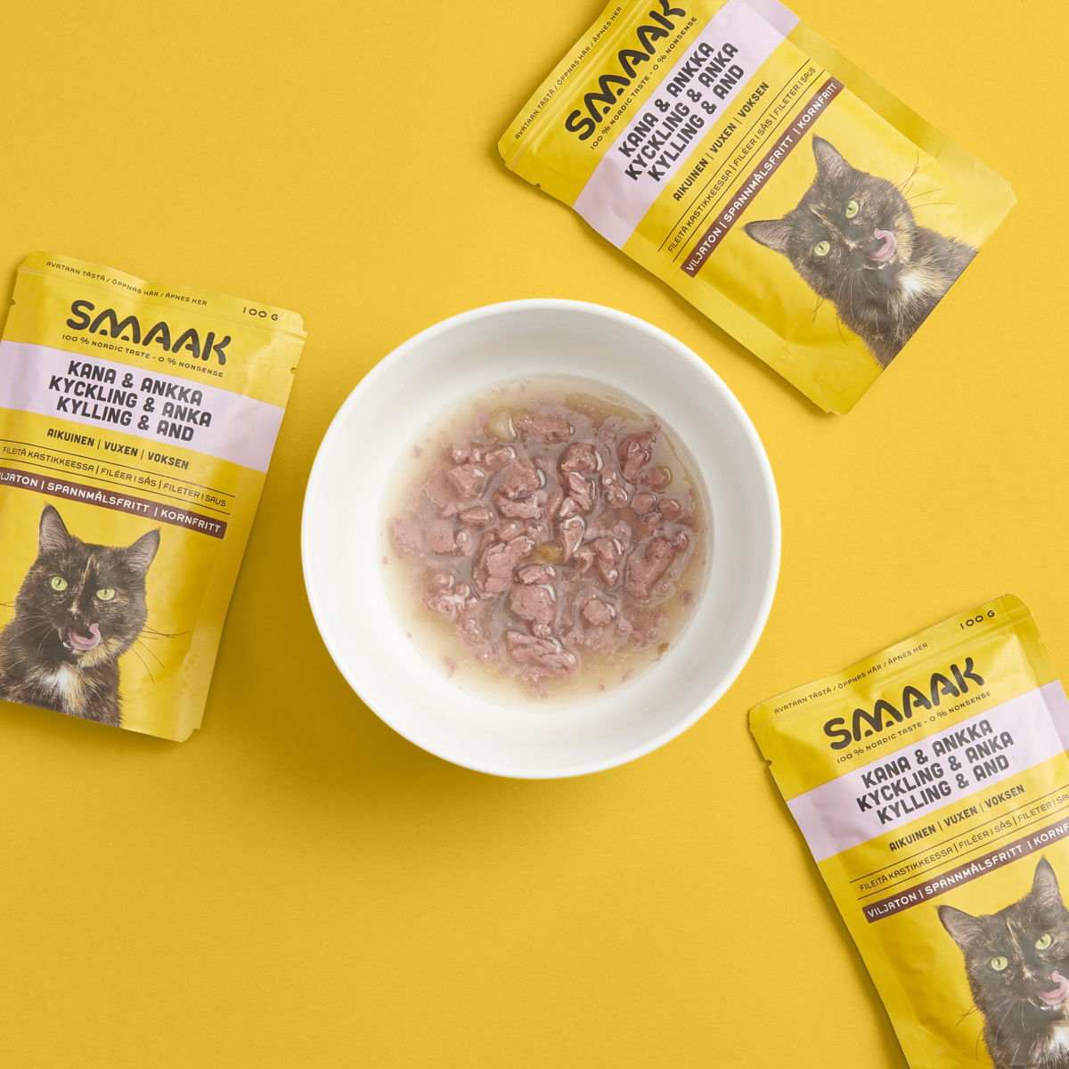 SMAAK Cat Adult kyckling & anka filéer i sås 100 g
