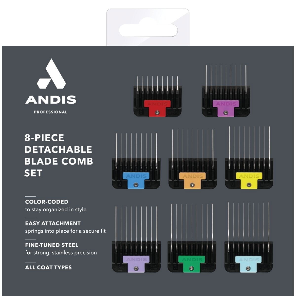 Andis Attachment Comb set stainless steel 8 pcs