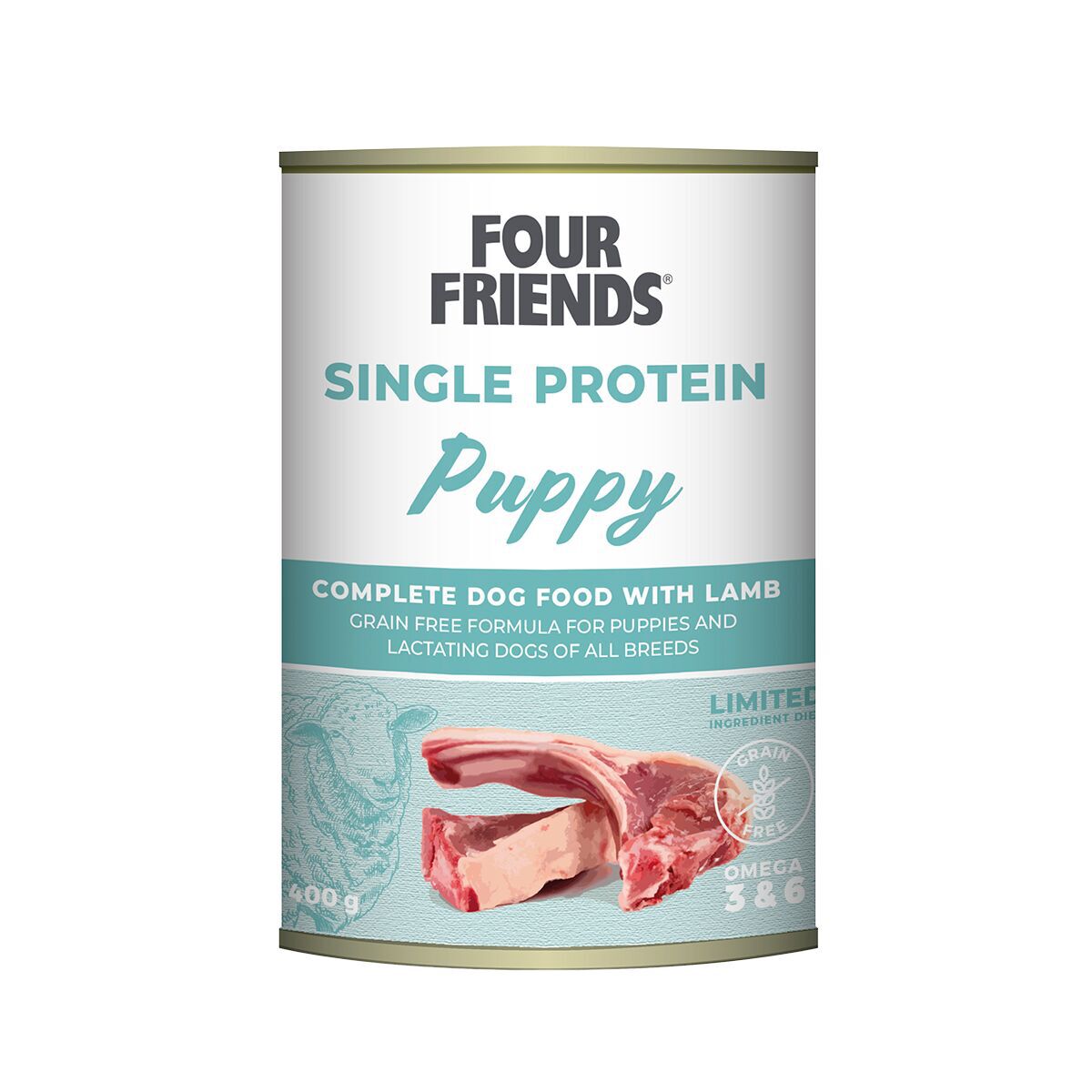 FourFriends Dog Single Protein Puppy Lamb Våtfoder till Valp 400 g | Hund - Hundmat - Våtfoder till hund | DogStyle