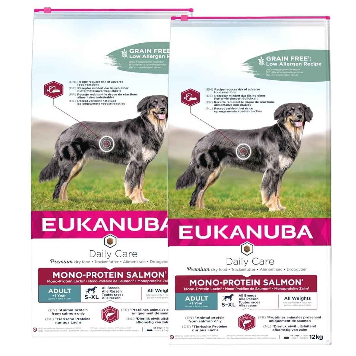 Eukanuba Daily Care Adult Mono Protein Salmon 2 x 12kg | Hund - Hundmat - Torrfoder till hund | DogStyle