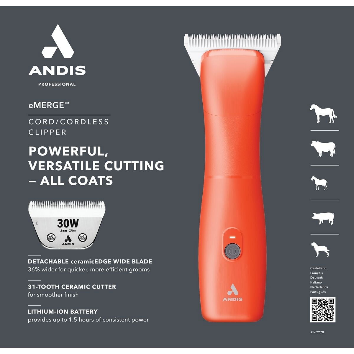 Andis eMERGE Wide clipper orange