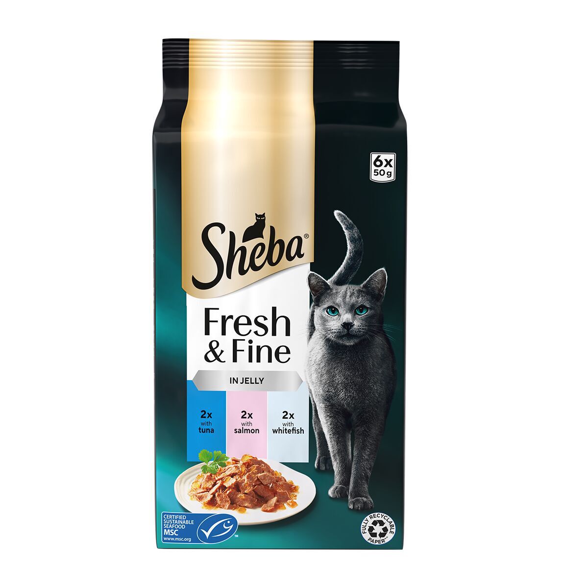 Sheba Fresh & Fine Våtfoder till Katt Fisk i Gelé 6x50 g