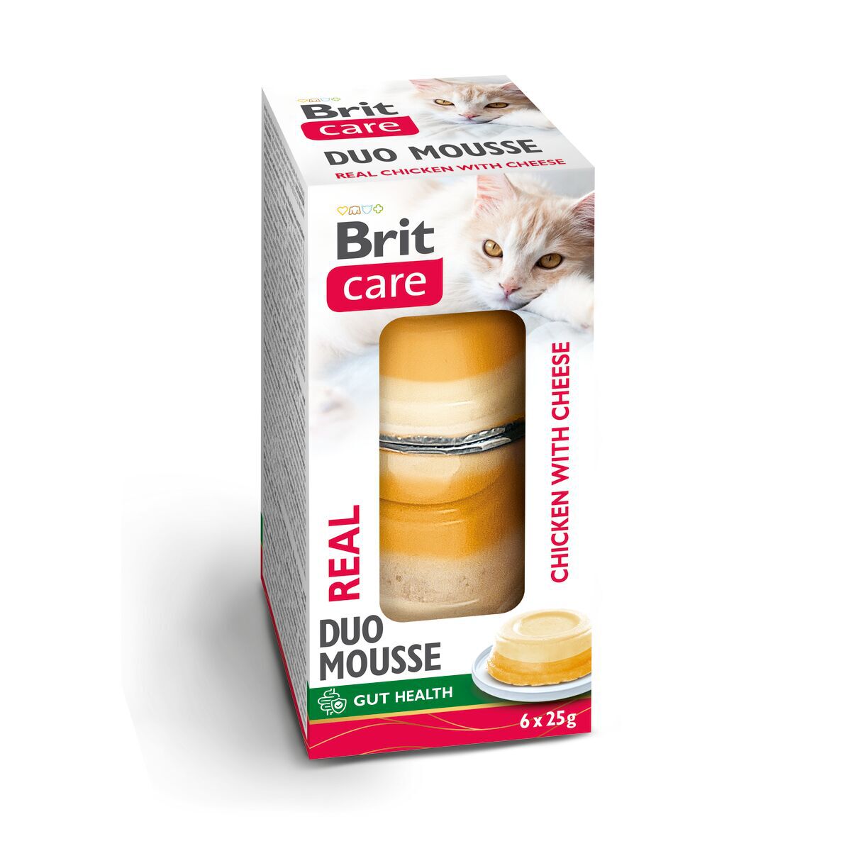 Brit Care Cat Double Layer Mousse Real Chicken with Cheese Våtfoder till Katt 6x25 g