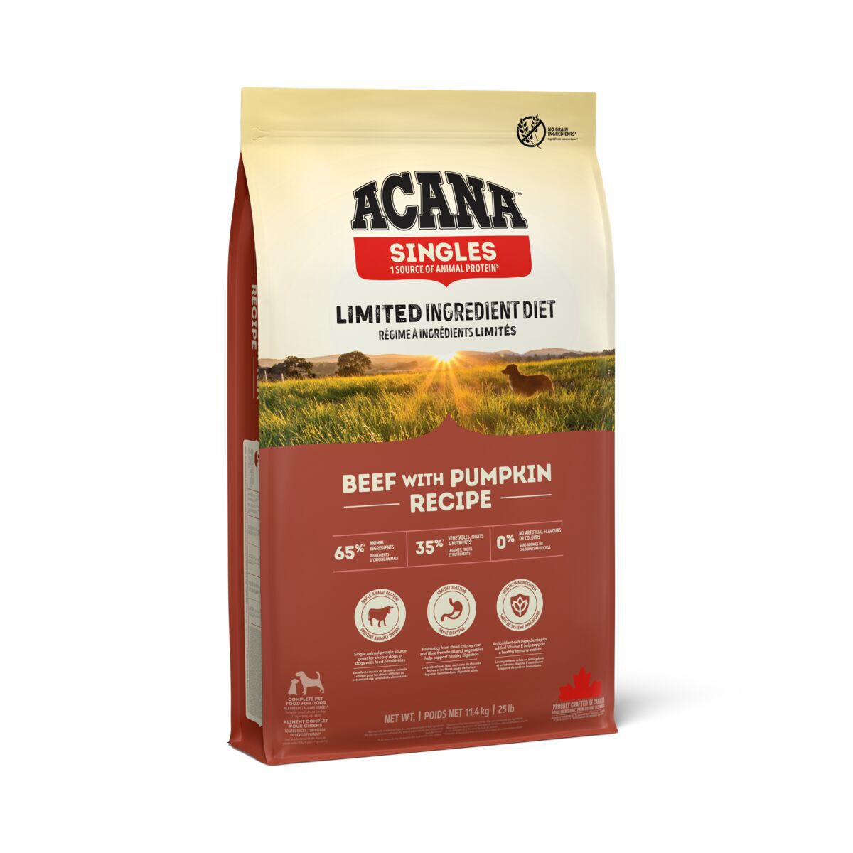 Acana Singles Dog Adult Grain Free Beef with Pumpkin Torrfoder till Hund