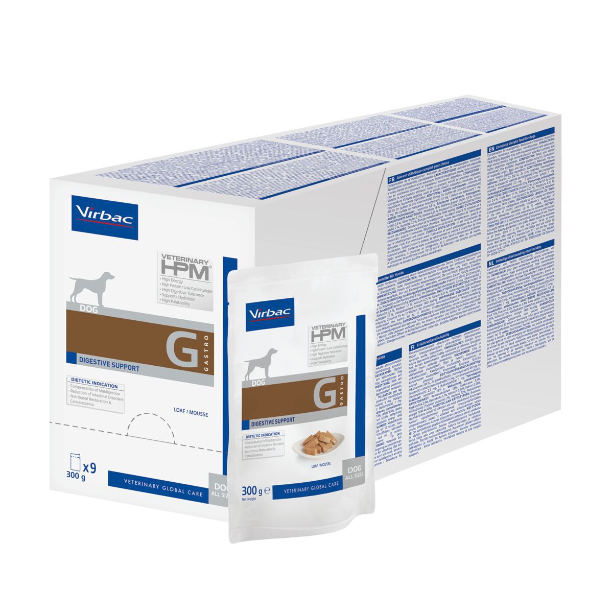 Virbac HPM Dog G1 Wet Gastro Digestive Support Veterinärfoder till Hund 9x300 g