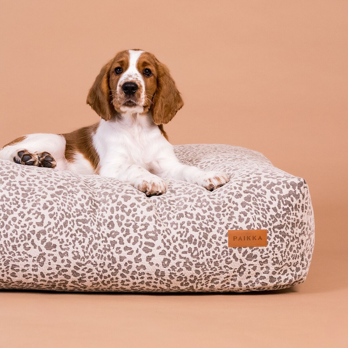 PAIKKA Hundmadrass Leopard Beige/Grå 125 x 80 cm