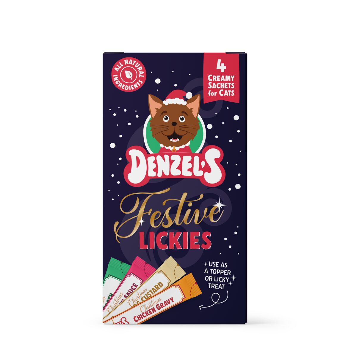 Denzel's Cat Festive Lickies Flytande Kattgodis 4 x 10 g