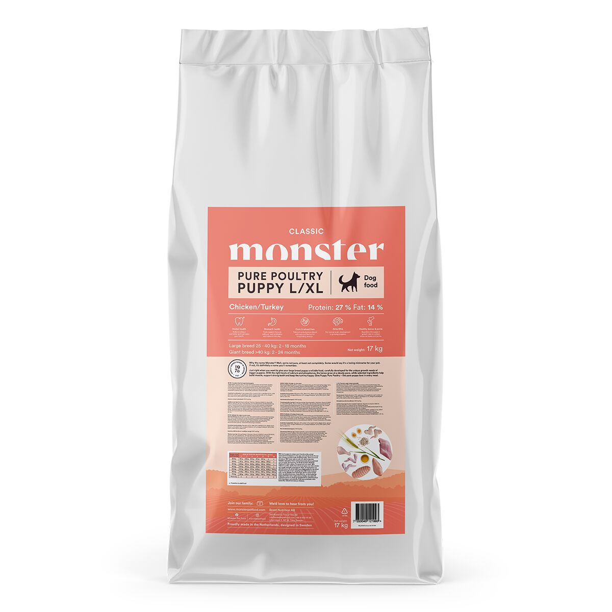 Monster Classic Dog L/XL Puppy Poultry Torrfoder till Valp