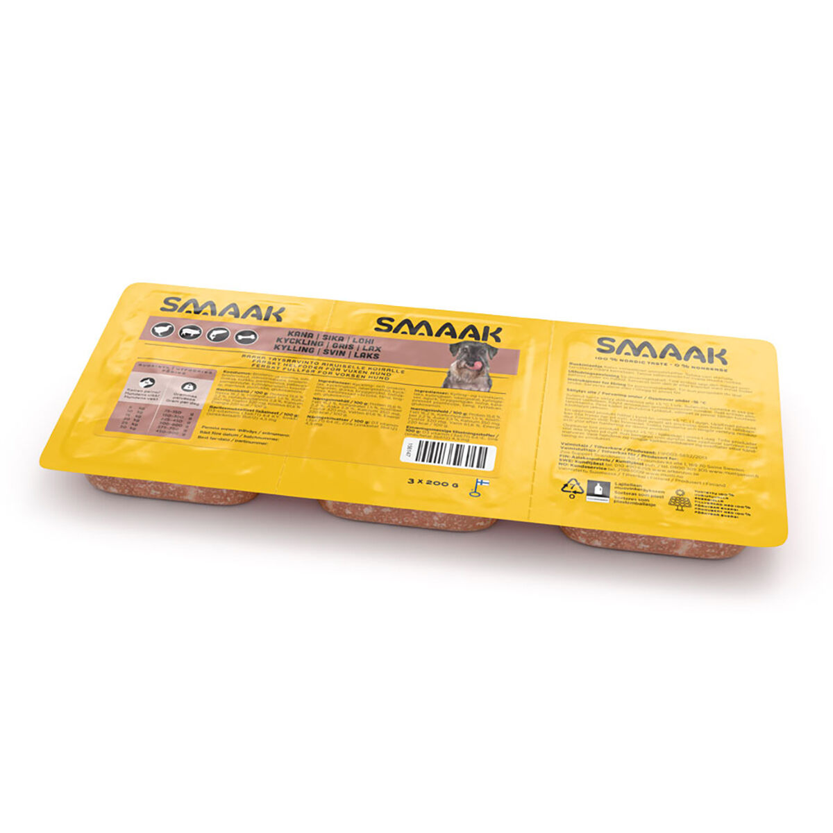 SMAAK Raw Complete Adult Chicken, Pork & Salmon 500 g | Hund - Hundmat - Färskfoder & BARF till hund | DogStyle