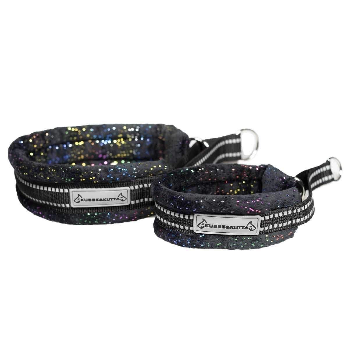 Kusse&Kutta half choke collar, sparkle furry, sparkle black