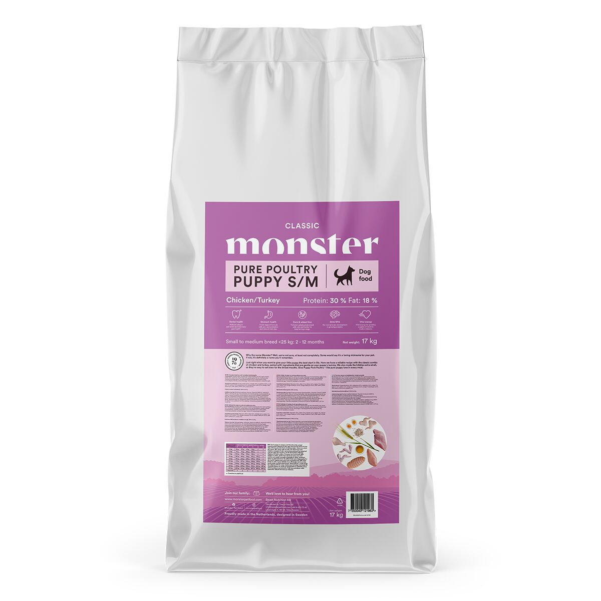 Monster Classic Dog S/M Puppy Poultry Torrfoder till Valp