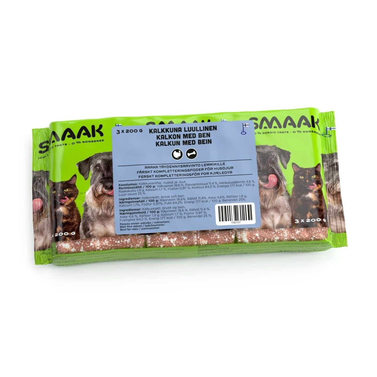 SMAAK Raw Complementary Turkey Minced with Bones | Hund - Hundmat - Färskfoder & BARF till hund | DogStyle