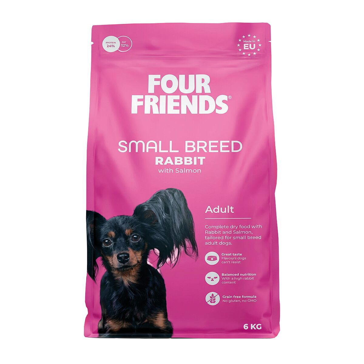 FourFriends Dog Small Breed Rabbit Torrfoder till Hund | Hund - Hundmat - Spannmålsfri hundmat | DogStyle