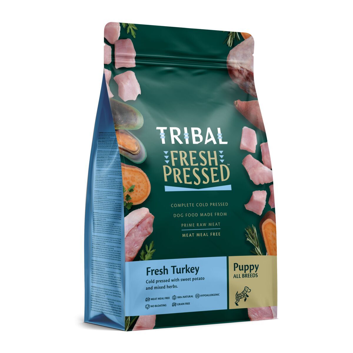 Tribal Fresh Pressed Dog Puppy Turkey Torrfoder till Valp 2,5 kg