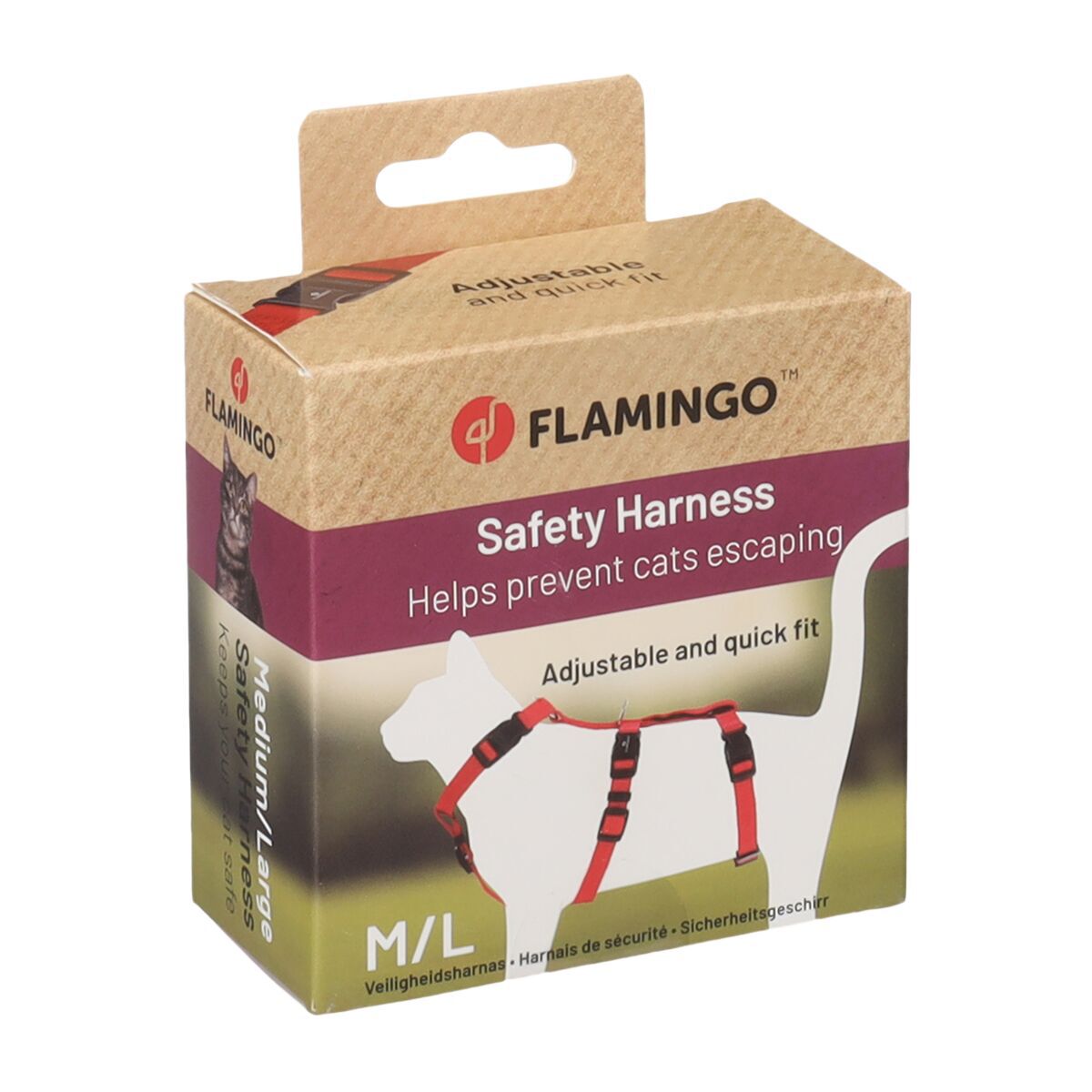Flamingo Cat Safety harness Zera, Red
