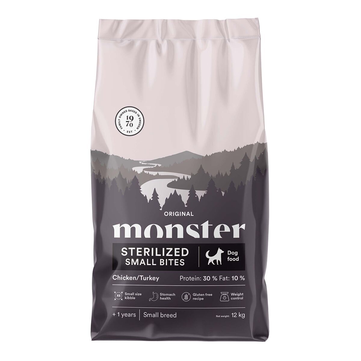 Monster Original Dog Adult Sterilized Small Bites Chicken/Turkey Torrfoder till Hund