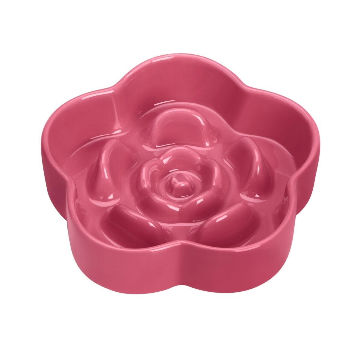 Little&Bigger XOXO ceramic slow feed bowl rose pink