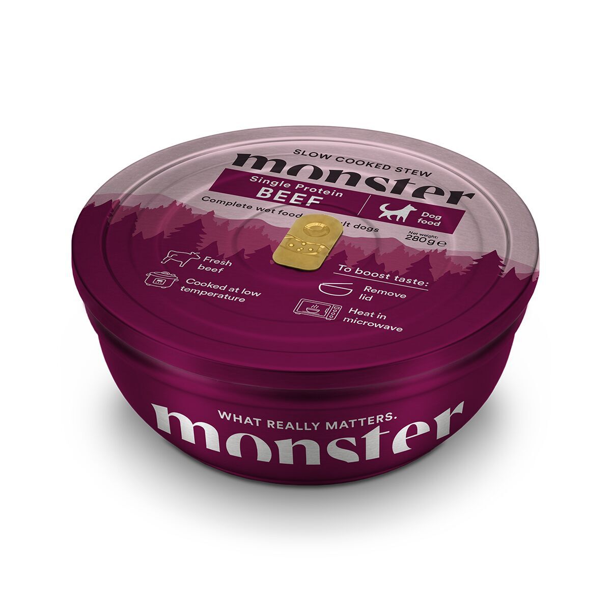 Monster Dog Slow Cooked Beef Stew Bowl Våtfoder till Hund 280 g