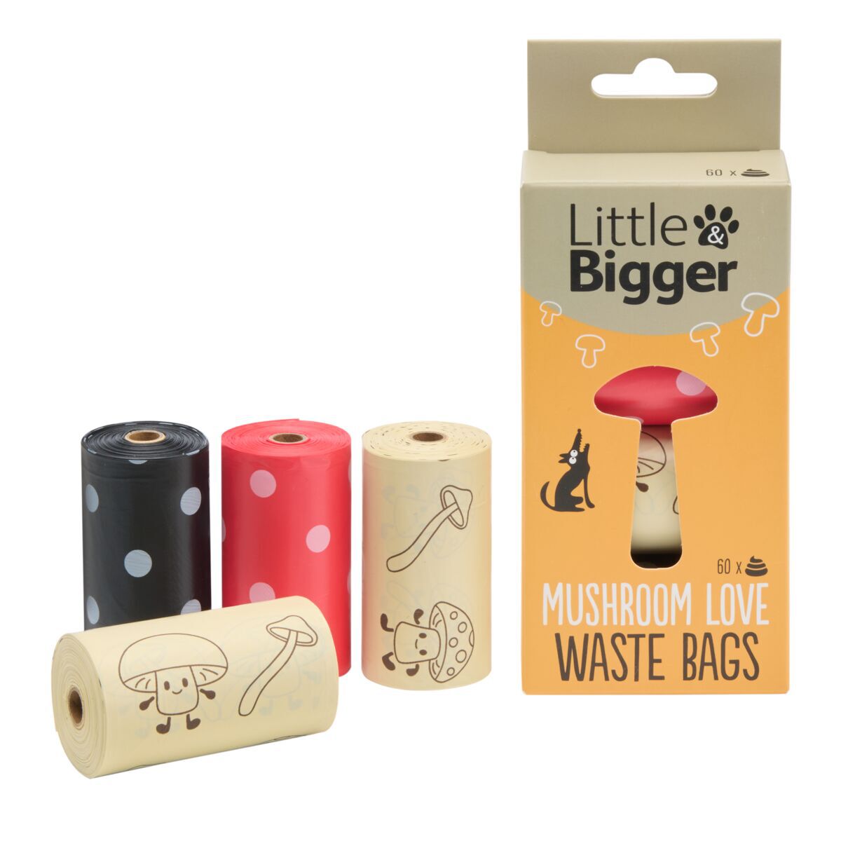 Little&Bigger Poop bag Mushroom Love 4x15 pcs