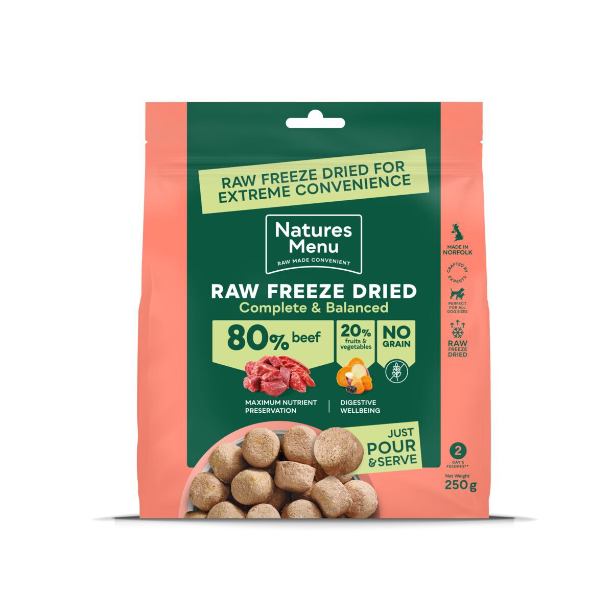 NaturesMenu Dog Freeze Dried Beef Frystorkat Hundfoder