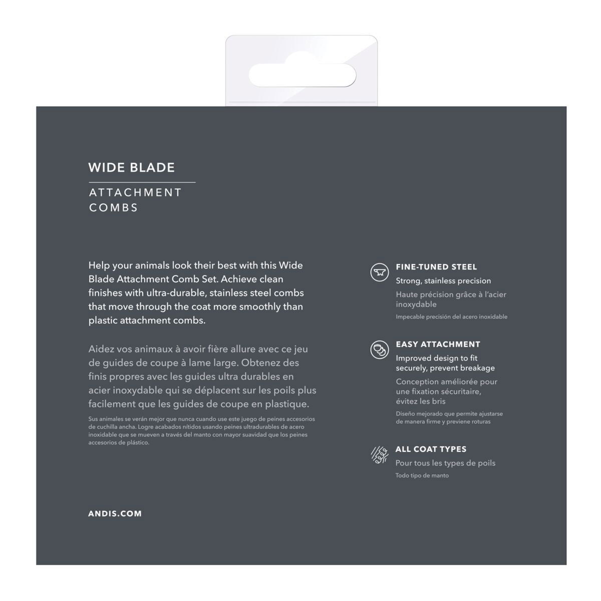 Andis Wide Guide Comb set stainless steel 8 pcs