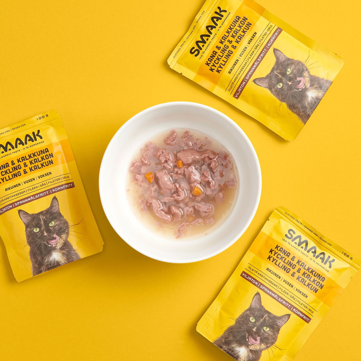 SMAAK Cat Adult kyckling & kalkon filéer i sås 100 g